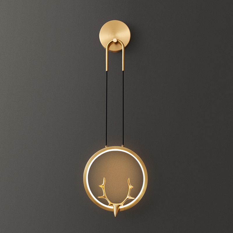 1 lumière en métal contemporain luminaire mural luminaire des bois lampe pour chambre à coucher