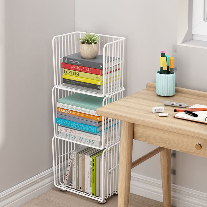 Contemporary Metal Shelf Bookcase Closed Back Vertical Bookcase