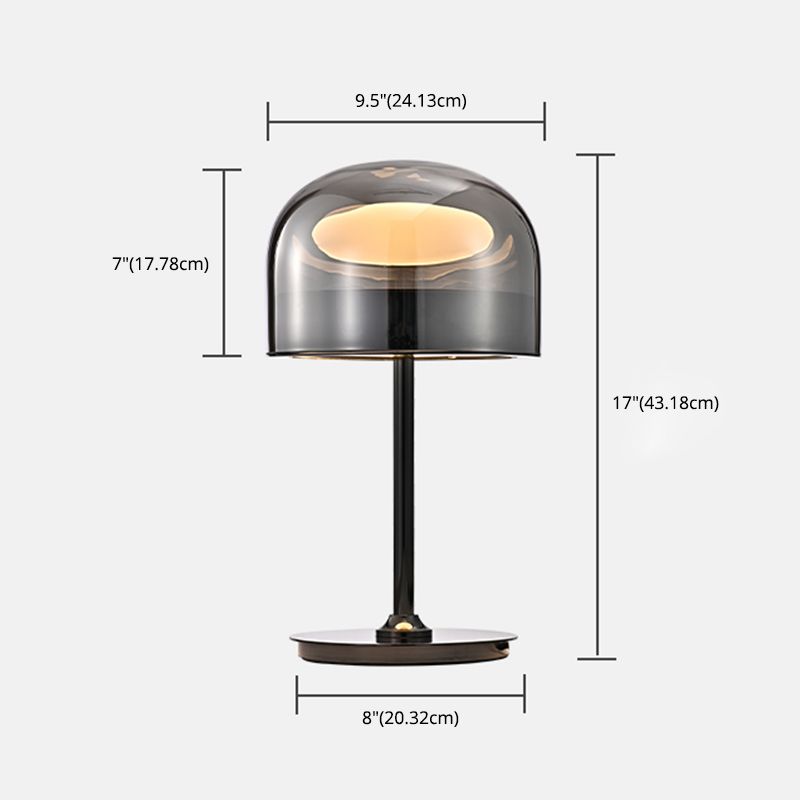 Modern Artistic LED Table Lamp Electroplate Metal Dome Table Light with Glass Shade