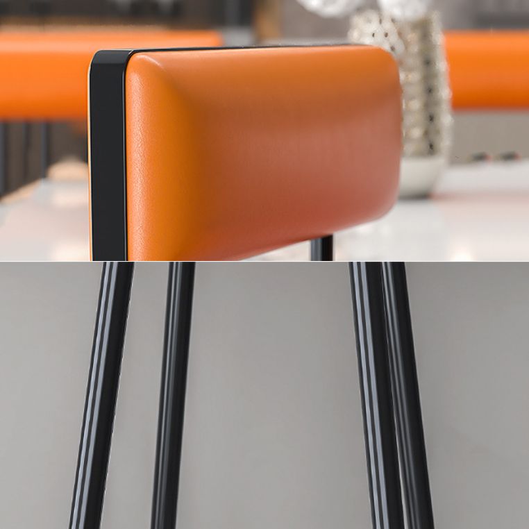 Modern Backrest Armless Counter Stool Iron Kitchen Bar Stool with Leather Cushion