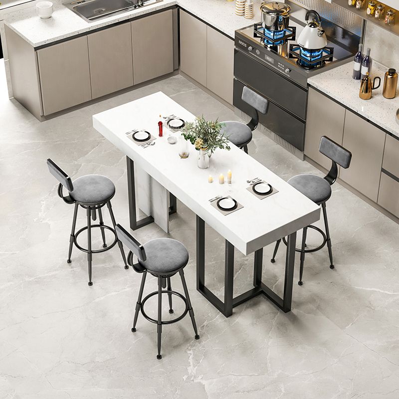 Glam Counter Height Pub Set 1/5 Pcs Faux Marble Bar Table and Adjustable Height Stools