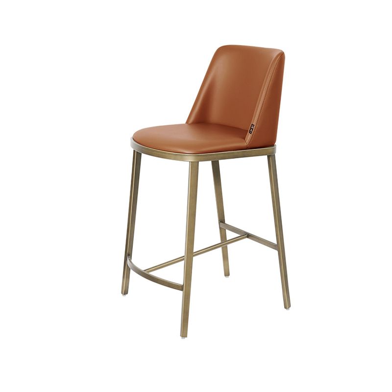 Glam Backrest Armless Counter Stool Iron Bar Stool with Cushion for Cafe