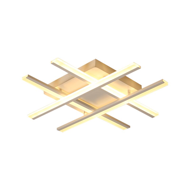 Cross Beam Living Room Flush Light Acrylic LED Minimalism Ceiling Mounted Fixture in White