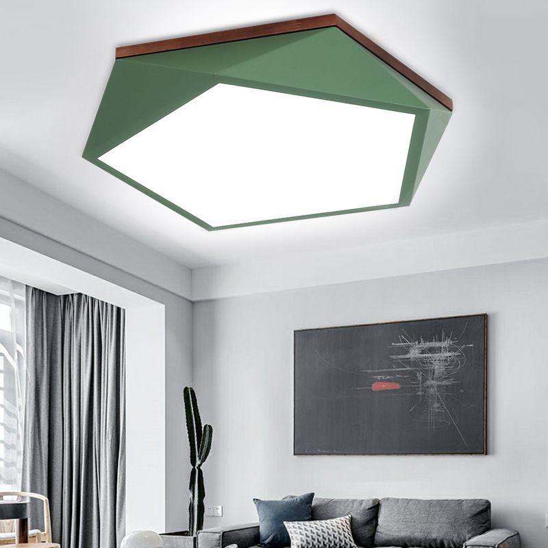 16.5 "/20.5" Breite geometrische Decke Licht minimalistisch Metall Grün LED Unterputz Lampe mit Acryl Diffusor für Wohnzimmer