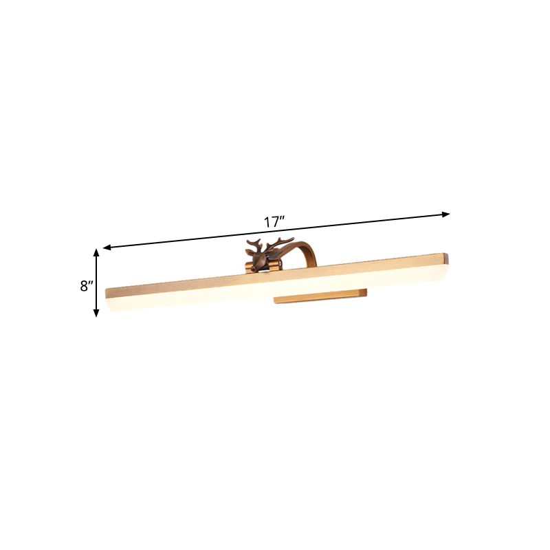 Armverstellbares LED -Wandhalterung Licht mit Geweihen 17 "/23" /31,5 "breites Acryl -LED -Badezimmerbeleuchtung in Messing, warm/weißes Licht