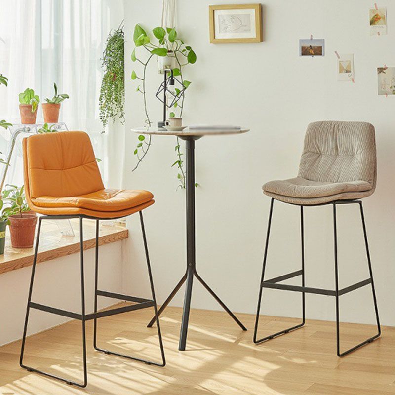 Scandinavian Coffee Shop Footrest Stool Matte Finish Upholstered Barstool