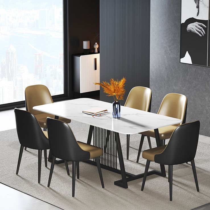 Modern 1/2/5/7 Pieces Dining Set Sintered Stone Rectangle Dining Table with Chairs