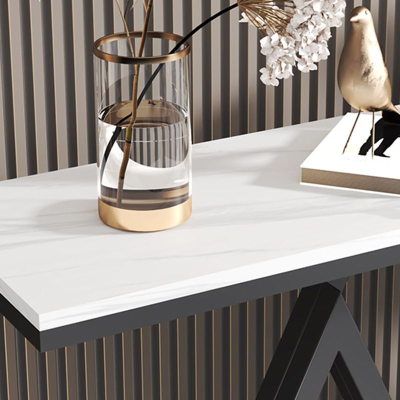 Stain Resistant Glam Slate and Metal Console Table Abstract for Hall