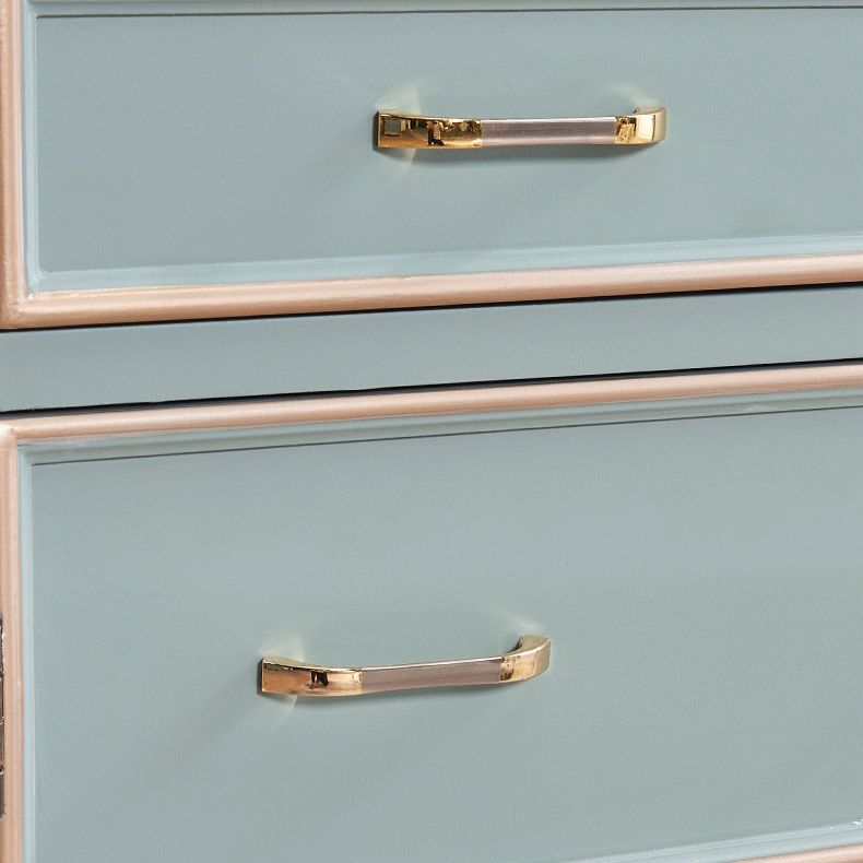 Mid-century Modern Wooden Chest in Blue Rectangle Accent Chest with Drawers