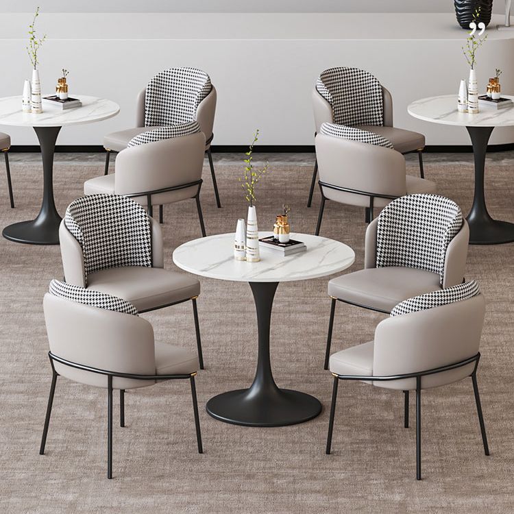Round Dining Table Set with Metal Base 1/5 Pieces Modern Dinette Set for Kitchen