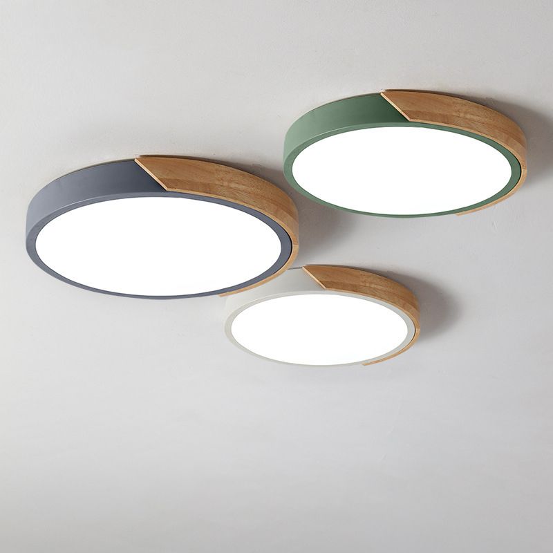 Plafonnier LED Style Macron avec cadre en métal et bois, plafonnier encastré pour salon