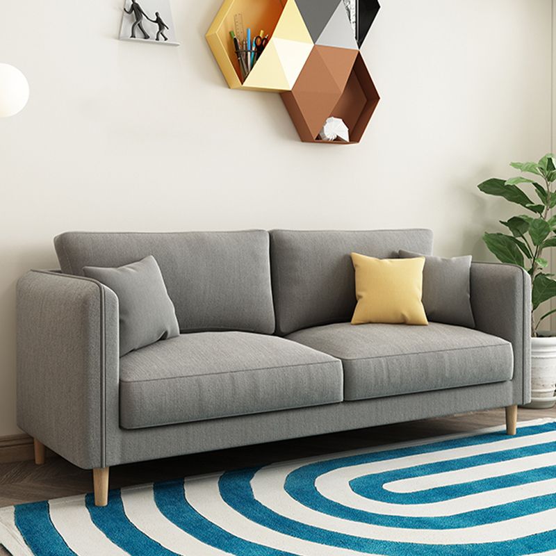Scandinavian Loose Back Sofa 3-Seat Slipcovered Linen Square Arm Sofa