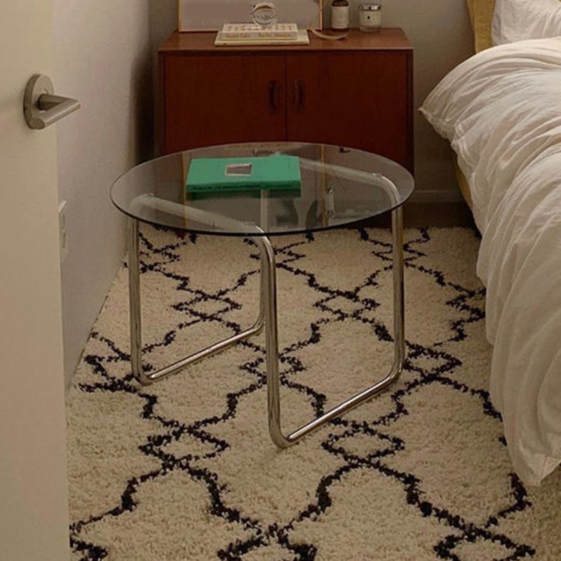 Round Clear Glass Cocktail Table Modern Steel Sled Coffee Table