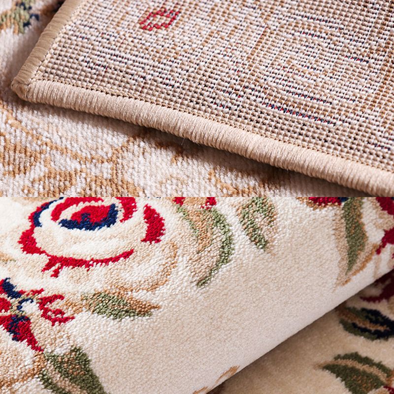 Multi Colored Living Room Rug Olden Floral Pattern Carpet Polyster Easy Care Machine Washable Indoor Rug