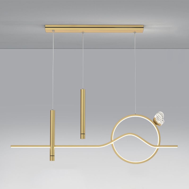 4-Light Geometric Island Lighting Fixtures Contemporary Metal Island Lighting Ideas