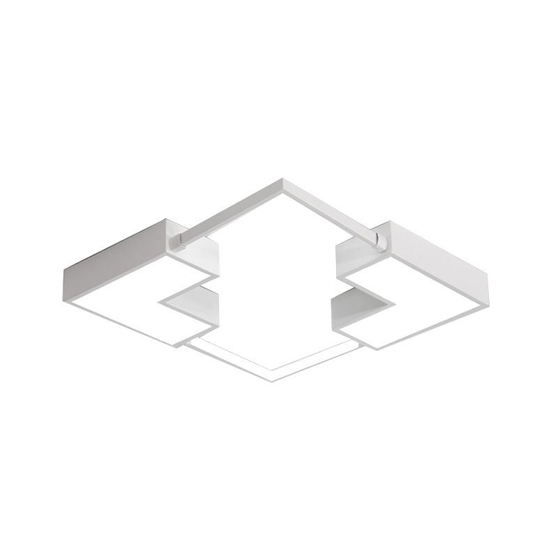 Square Flush Mount Light Simple Acrylic LED Black/White Ceiling Hung Fixture in Warm/White Light, 16"/19.5"/23.5" Wide