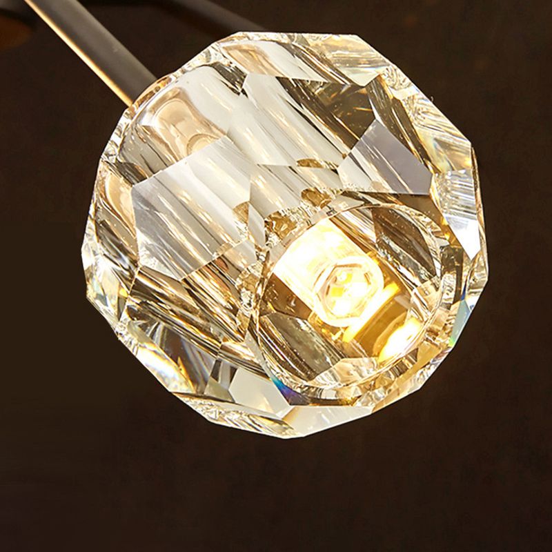 Simplicity Globe Pendant K9 Crystal Dining Room Hanging Ceiling Light in Brass