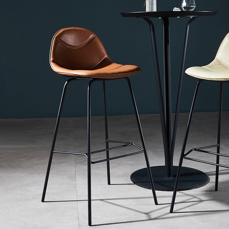 Low Back Bar & Counter Stool Bucket Industrial Quilted Leather Counter Stool