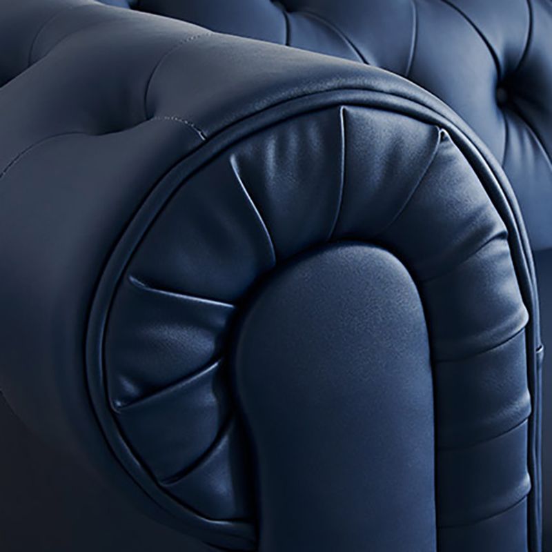 28 " High Modern Faux Leather Rolled Arm Chesterfield Sofa Mid Century Modern Sofa