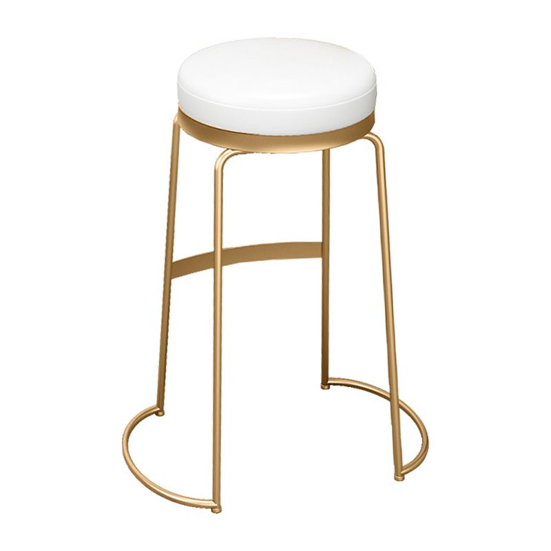 Glam Round Bar Stools Gold Metal Dining Stools with Footrest