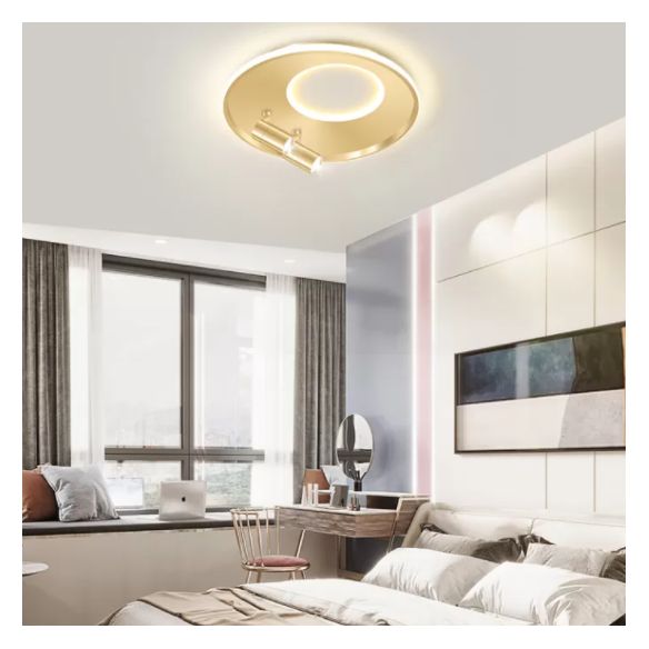New Modern LED Flush Ceiling Lights Iron Circular Flush Mount Lamp with 2 Spotlights