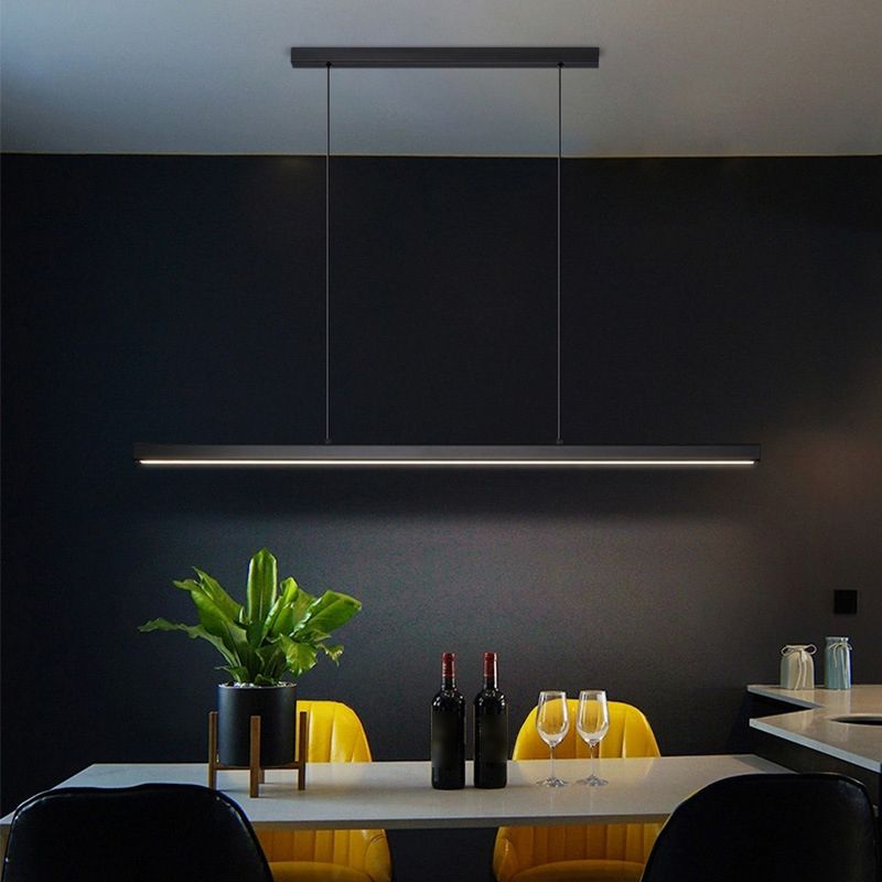 Metal Linear Shade Island Pendant Modern Style 1 Light Island Lighting for Living Room