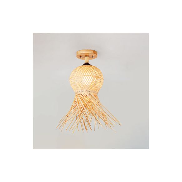 Luz de montaje semi de montura semi hecha a mano ratán china techo de montaje luminato de luz para dormitorio