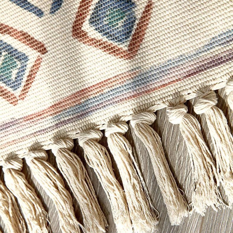 Victorian Boho-Chic Rug with Fringe Multi-Color Cotton Blend Carpet Easy Care Rug for Living Room