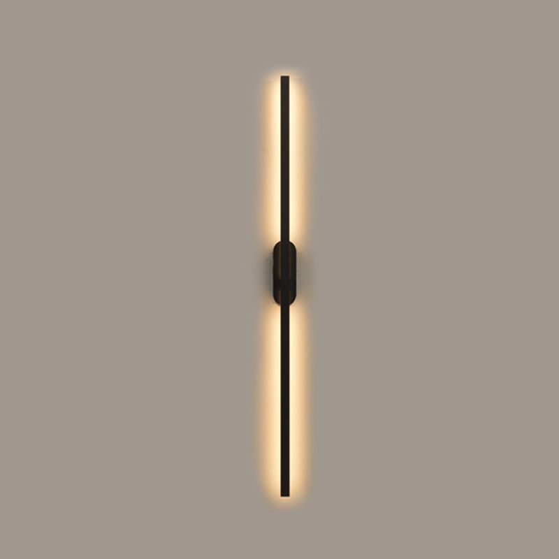 Forma lineal Luz de pared de metal Estilo moderno de 2 luces Luz de pared de pared en negro