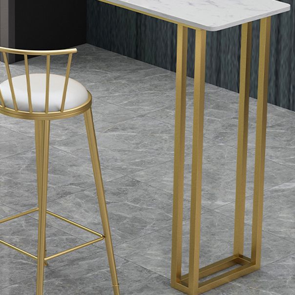 Glam Wood Pub Table with Rectangle Table Top Gold Sled Table - 41.3" H