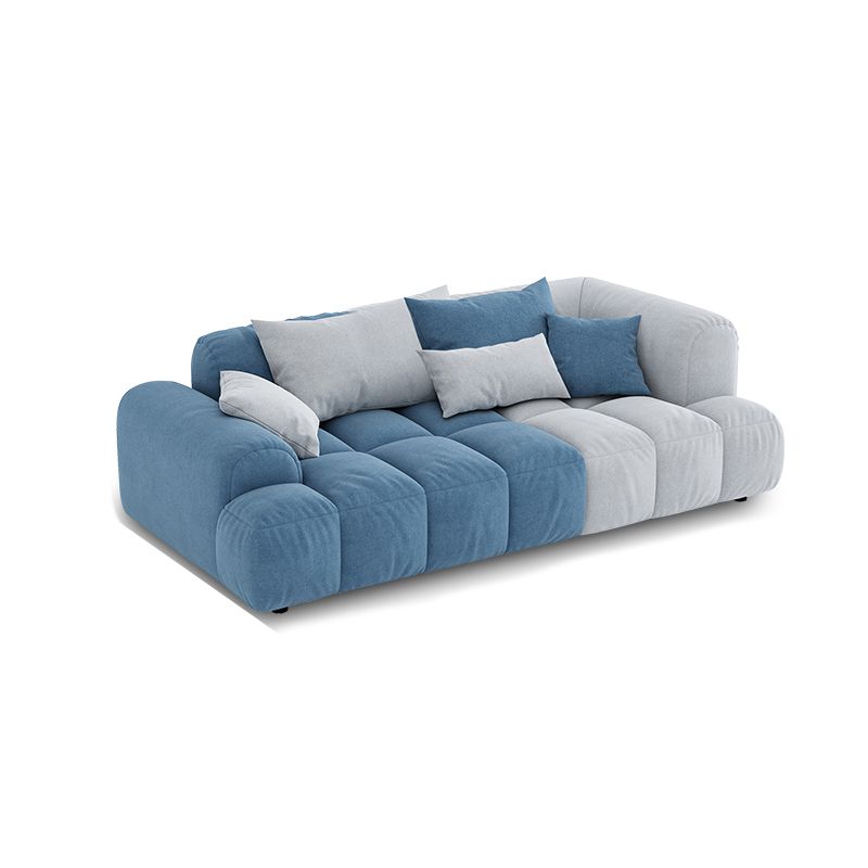 Scandinavian Sofa & Chaise in Blue and White Recessed Arm Sofa