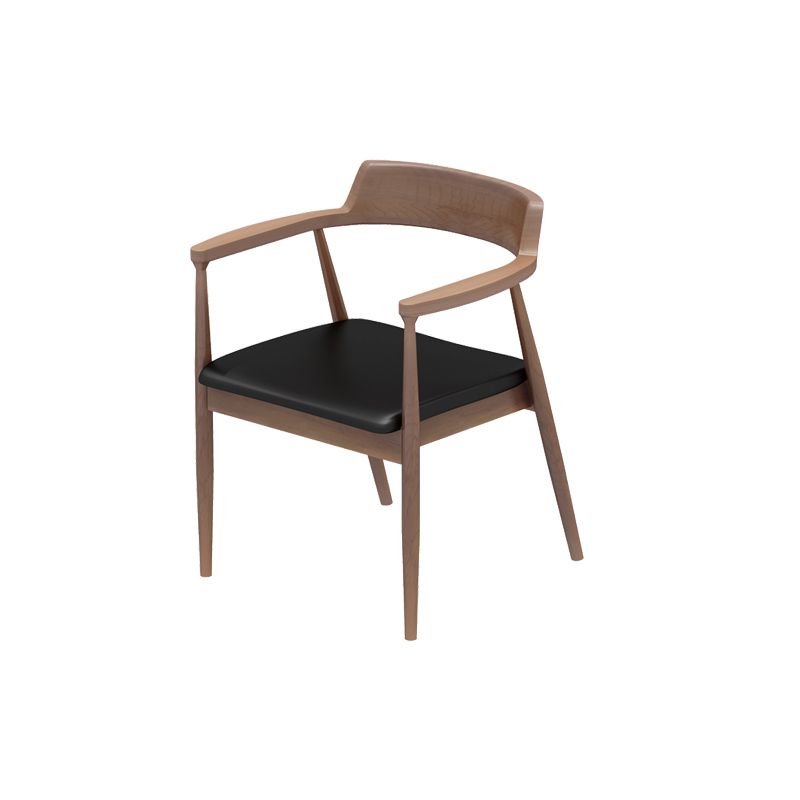 Contemporary Arm Dining Chairs Upholstered Dining Chairs with Wood Base
