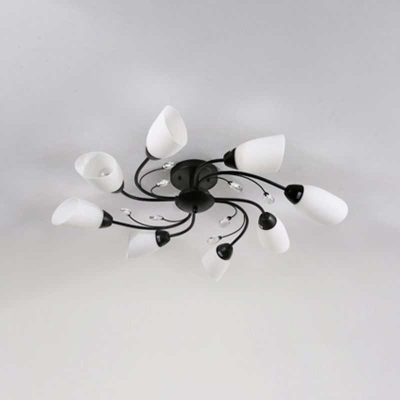 Black Flush Mounted Lamp Simple Style Glass Cone Ceiling Light Fixture