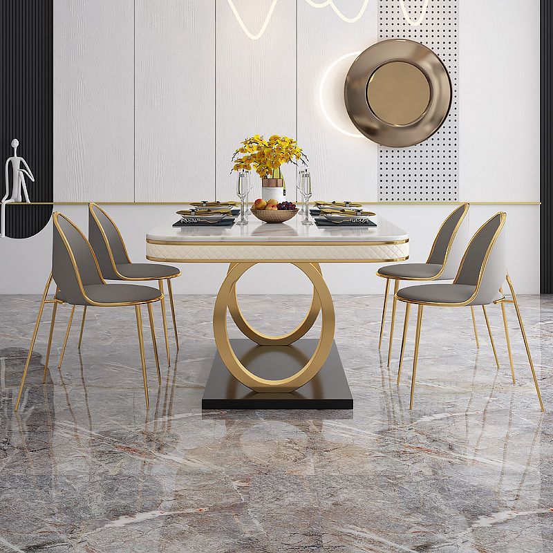 Modern 1/2/5/7 Pieces Dining Set Marble Dining Table with Leather Chairs