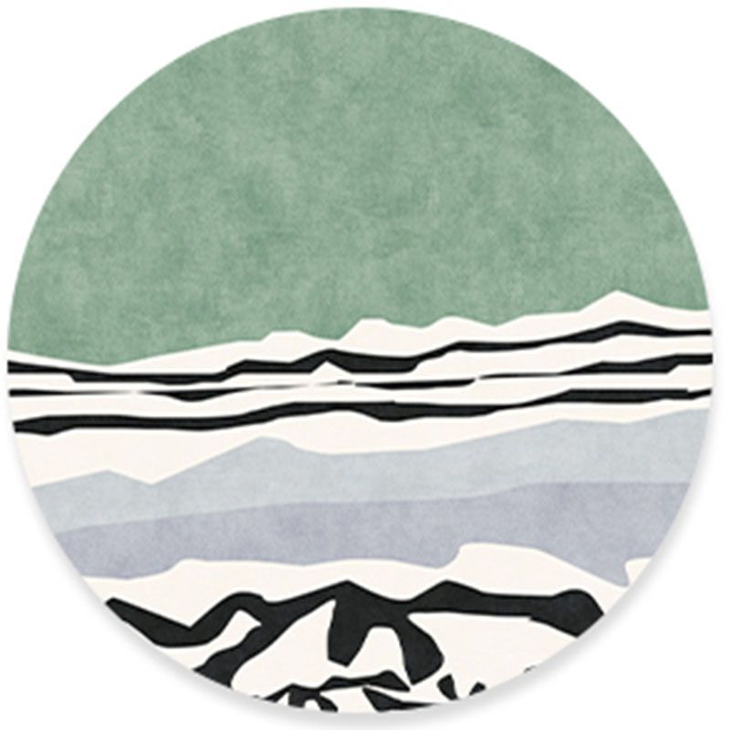 Round Color Mixed Simple Area Carpet Polyester Ink Blooming Indoor Rug Washable Carpet for Bedroom