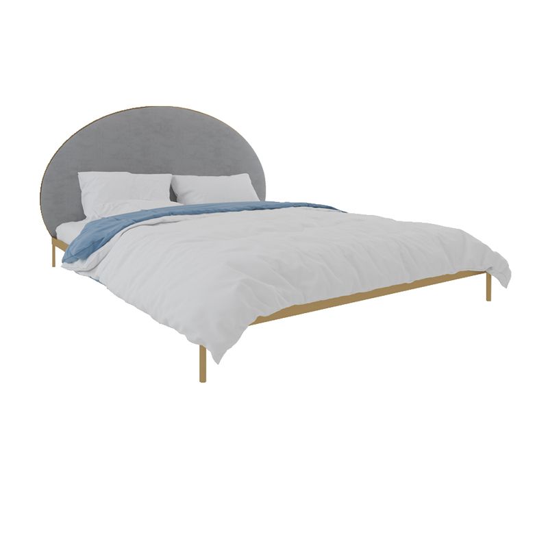 Glam Metal and Upholstered Bed Frame with Arched Upholstered Headboard