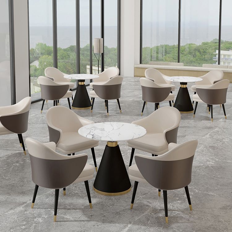 Simplicity Style Sintered Stone Dining Table Single Pedestal Base Round Table for Home
