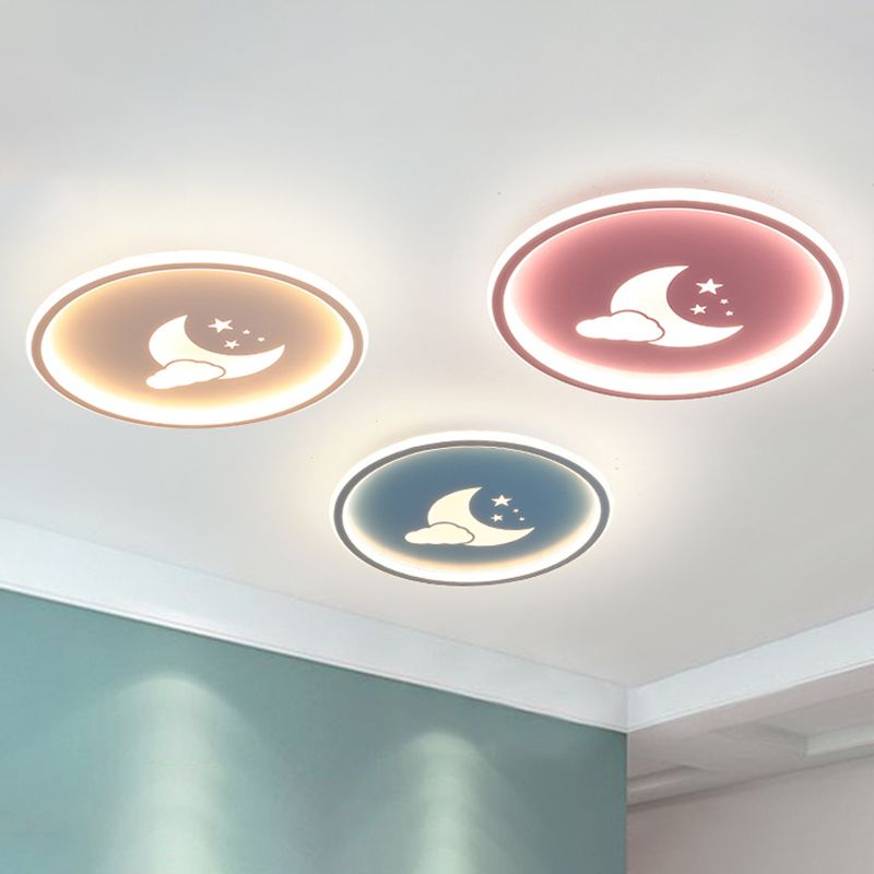 Lámparas de luz de Luna y estrella 1 lámparas modernas de techo de dormitorio incorporadas de metal ligero