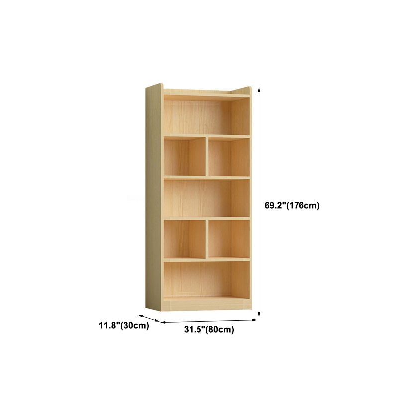 Contemporary Wooden Vertical Book Shelf Closed Back Brown Shelf Bookcase for Study Room