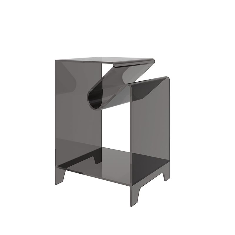Plastic Double Tier End Table Rectangular Corner Table with Storage