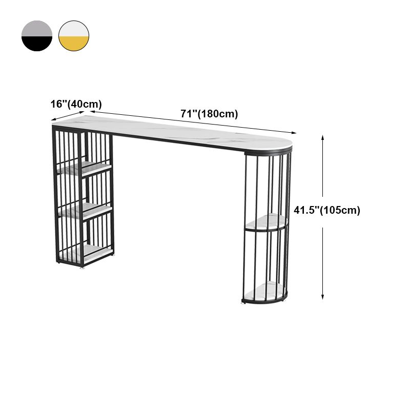 Modern Bar Dining Table Indoor Bar Height Pub Table Iron Base with Shelves