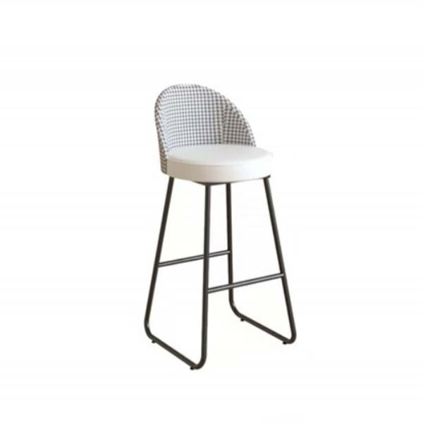 Modern Leather Footrest Counter Chair Bucket Bar Stool with Black Base