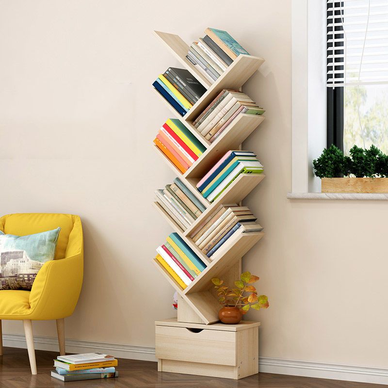 Open Back Vertical Bookshelf Engineered Wood Bookcase for Study Room