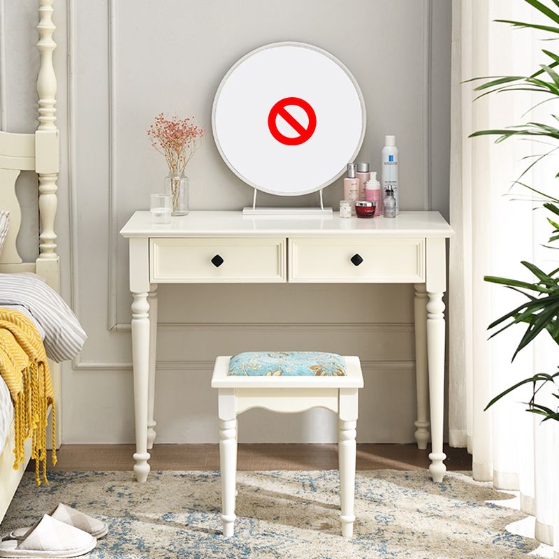 Contemporary Makeup Dressing Table With Drawers White 17.71" W x 30.70" H