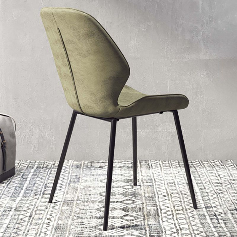 Contemporary Dining Chair Kitchen Wingback Armless Side Chair with Metal Legs