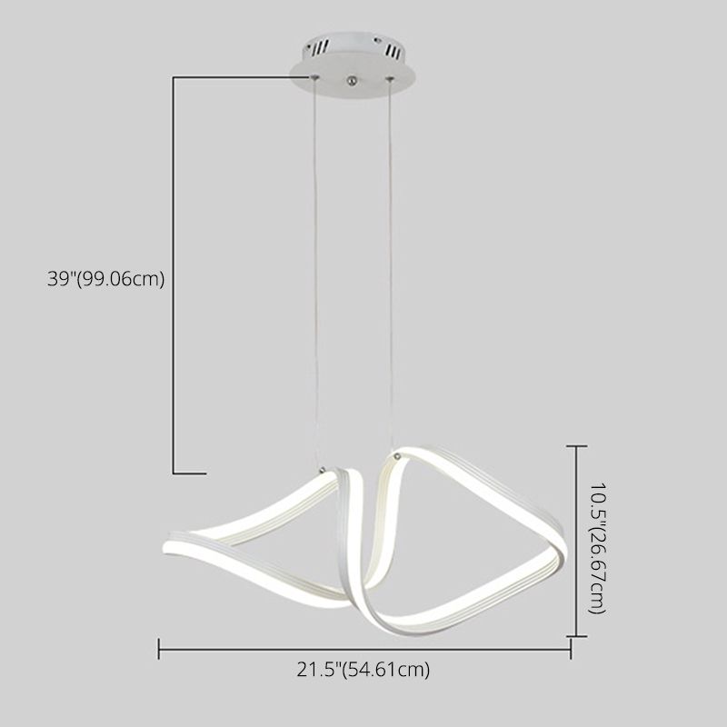 Fish-Shape Dinning Room Pendant Light Fixture Metal LED Minimalist Hanging Lamp Kit in White