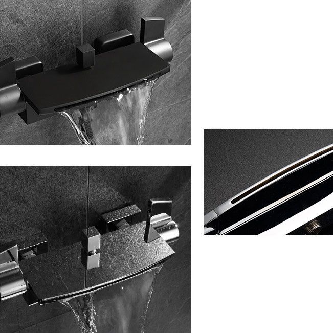 Modern Tub Faucet Trim Copper with Handles and Diverter Wall Mount Bath Filler Trim