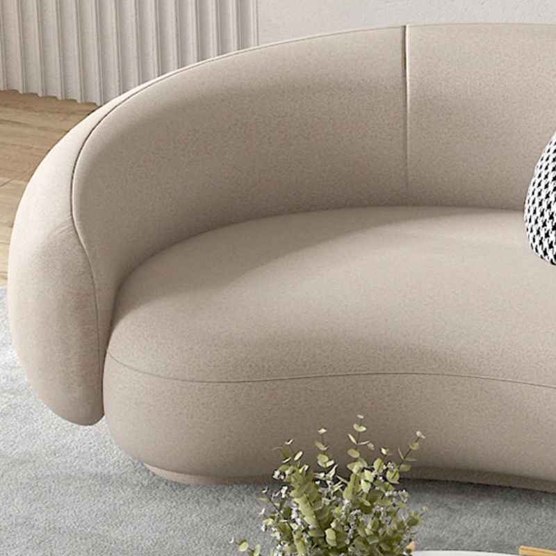 Contemporary Faux Leather Tight Back Curved Sofa Sloped Arm Sofa