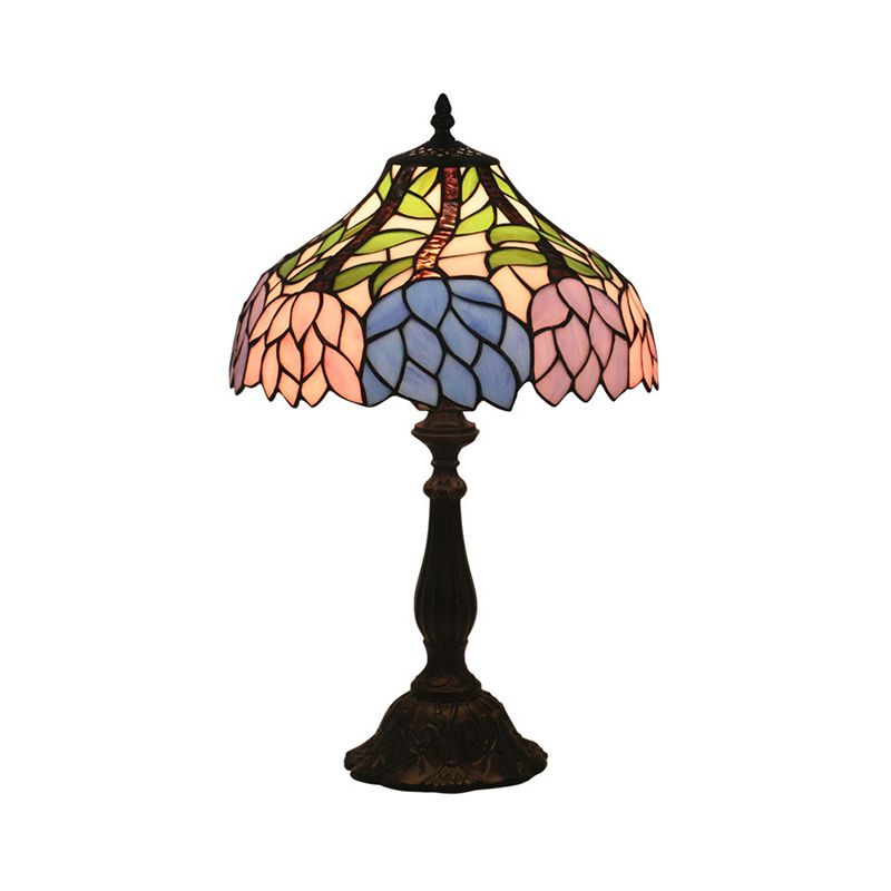Mediterranean Dragonfly/Star/Tulip Nightstand Lamp Single Head Stained Glass Table Light in Bronze for Bedside