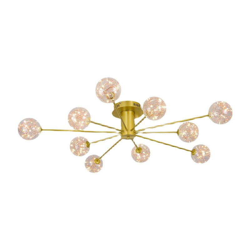 Plafonnier Spoutnik en verre LED étoilé nordique pour chambre à coucher